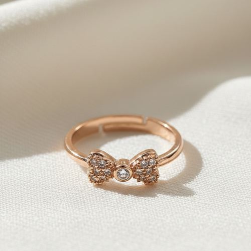 The Rose Gold Crystal Bow Ring